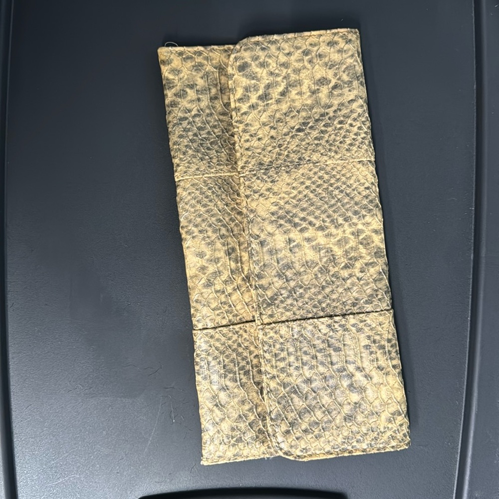 Snake Print Clutch - Tan with Gold Tones